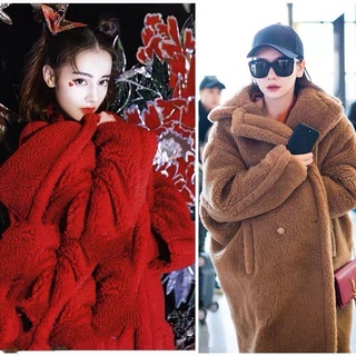 lujo socialite abrigo de las mujeres de la mitad de la longitud engrosado de lana de cordero abrigo de felpa