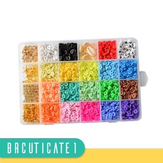 [brcut1] Flat Round Clay Spacer Beads Kit for DIY Bracelets Jewelry Making 18 Color