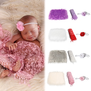 angyouh 3 unids/Set bebé recién nacido manta flor envolver envoltura pura diadema foto accesorios