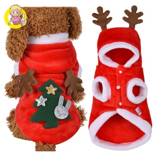 mascota perro rojo navidad de dibujos animados alce abrigo con capucha Chamarra de invierno perro gato abrigo