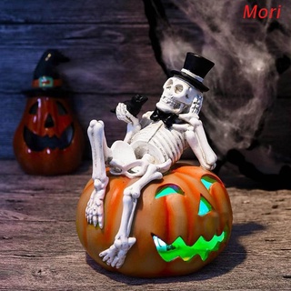 Mori Halloween calabaza calavera luz resina esqueleto calabazas para Halloween navidad fiesta decoración de terror artesanía
