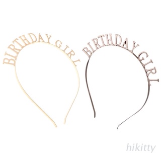 Hik minimalista mujeres Metal aleación delgada diadema hueco cumpleaños niña letras aro de pelo pulido metálico fiesta corona foto Props