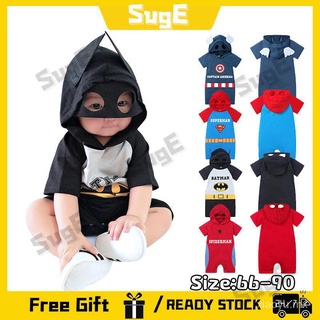 YL🔥Stock listo🔥[Suge] bebé mameluco niño niña disfraz Baju Bayi Spiderman peleles de verano recién nacido mono ropa traje de moda niño jersey de manga corta monos batman