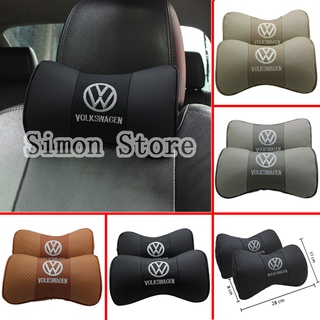 2pcs emblema de coche insignia de cuero reposacabezas para Volkswagen VW Passat ABT GTI SR Rline Auto asiento cuello almohada Interior Protector de cuello decoración