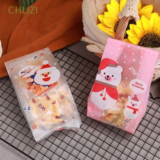 CHLIZI 50PCs Nuevo Bolsas de dulces Decoración de Navidad Bolsa de embalaje de galletas Navidad Bolsa de árbol de Navidad Bolsa de regalo El plastico Papá Noel Galleta
