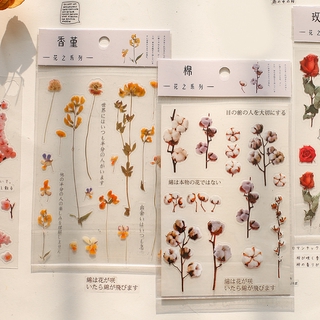 Flowertree 1 Pcs Flowers 2 Sticker Diary Decoration Supplies
