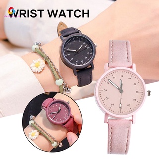 Fashion Minimalist Quartz Watch With PU Leather Strap Round Dial Wrist Watch for Casual Daily Office for Women