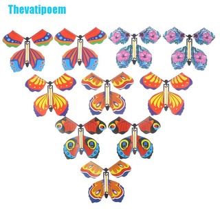 Thevatipoem 10 x mariposa mágica voladora con tarjeta de juguete con manos vacías