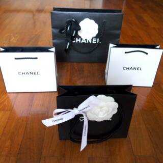 Chanel Original bolsa de papel de marca bolsa de papel camelia flor cinta regalo de navidad