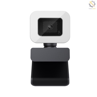 cámara web de enfoque automático 2k cámara web libre de controladores webcam usb con reducción de ruido micrófono led luz de relleno lámpara para video chat conferencia