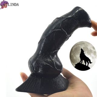 Linda 18.5cm Big Wolf pene largo Dildo perro simulación Dildo Anal Plug Animal pene femenino juguetes sexuales