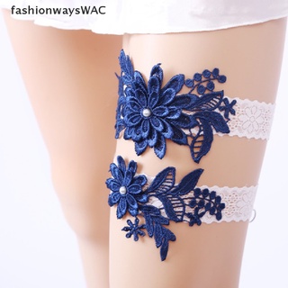 [fashionwayswac] 2 ligas de boda azul marino bordado floral sexy ligueros mujeres [caliente] (3)