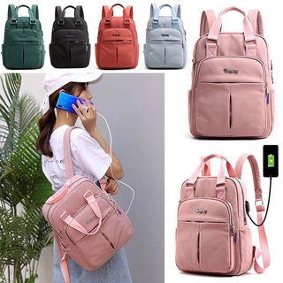 [en Stock] mujer moda antirrobo bolsa de viaje impermeable mochila Usb carga portátil mochila con puerto de carga Usb lateral