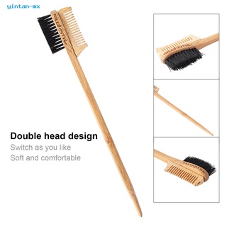 yintan.mx Wear-Resistant Dual Edge Comb Wooden Eyelash Combing Brush Comfortable for Beauty