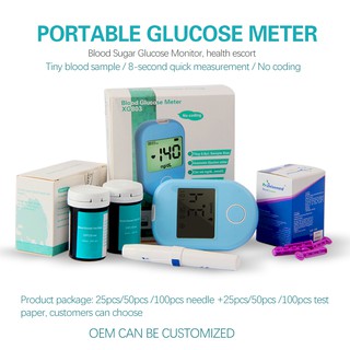 Listo Stock Medidor De Glucosa En Sangre Glucómetro Para Diabetes Kit Dispositivo De Detección Con Tira De Prueba Indolora De Azúcar Probador