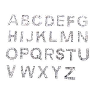 [brblesiyamx] 26 pzs parches del alfabeto de hierro con pedrería diy letra applique ab multicolor
