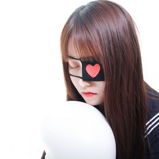 10MK mujeres niña Toyko Anime Cosplay disfraz estudiante Eyeshade corazón rojo bordado solo ojo máscara elástica Earloop ojos venda (9)