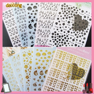 Daixiong lotes 3D dorado negro calcomanías pegatinas de arte de uñas punta DIY decoración estampado manicura