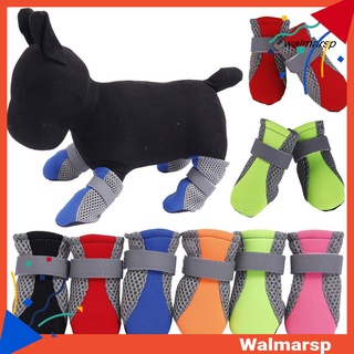 [Wmp] 4 pzs zapatos antideslizantes para perros/mascotas/suela suave transpirable/correas ajustables/botas