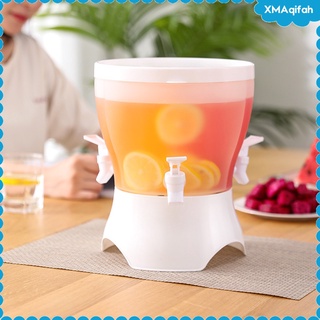 [xmaqifah] Cold Kettle Ice Water Beverage Dispenser with 3 Compartments and Faucet Drink Jar with Tap and Clip Top Lid for Hot or