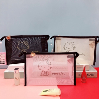 nuevo hello kitty de gran capacidad de malla impermeable bolsa de maquillaje kt gato de viaje de las mujeres bolsa de almacenamiento de cosméticos transpirable bolsa de lavado de manos (1)