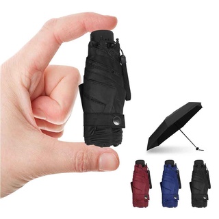 Mini bolsillo plegable paraguas pequeño Super ligero cinco veces bolsa a prueba de viento UV 5 plegable