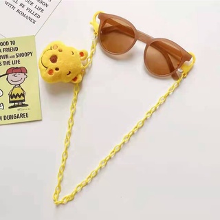 nuevo creativo de dibujos animados amarillo oso acrílico cordón collar gafas cadena auriculares cadena máscara cinturón