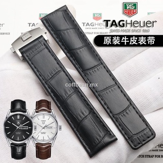 Suitable for TAG Heuer leather watch belt original style double-press folding buckle competition diving Carrera men s bracelet accessories