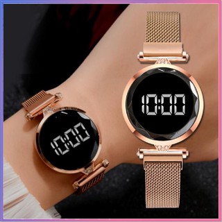 Reloj Digital LED Impermeable De Lujo De Oro Rosa Magnético Vestido Relojes Unsex Niño Jam Tan Wanita