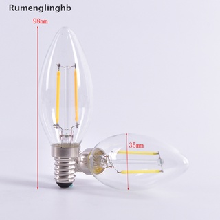 [rhb] bombilla led foco 2w/4w/6w e14 cob vela/flame tip c35 filamento lámpara de vidrio venta caliente