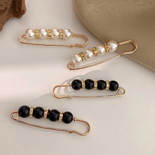 【Spot】 Pearl brooch female waist adjustment skirt neckline pin fixed clothes decoration buckle pin (4)