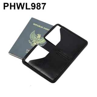 Simple pasaporte cartera de cuero genuino pasaporte cubierta negro cartera PHWL987