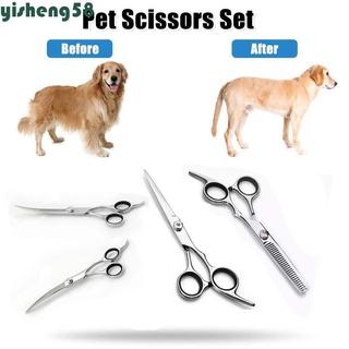 Yisheng tijeras de 7 pulgadas para mascotas peluquería perros producto de aseo tijeras profesionales de acero inoxidable hoja de animales curvado mascotas tijeras