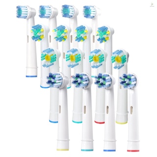16pcs cepillo de dientes eléctrico cabeza compatible con oral b cepillo de dientes eléctrico cepillo de repuesto para hilo cruzado limpieza de precisión y blanqueamiento