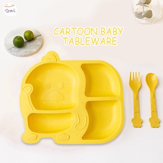 5 unids/set de plástico bebé de dibujos animados vajilla niños plato de cena niño platos de alimentación de los niños tazón de entrenamiento cuchara tenedor