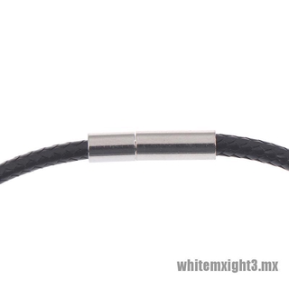 Blanco/3 mm negro cordón de cuero de cera cuerda de encaje cadena con hebilla rotativa de acero inoxidable (2)