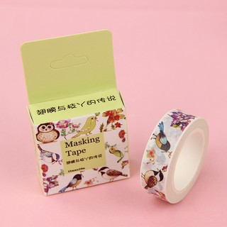 Coreano Washi cinta 10M x 1,5 cm pájaro cinta adhesiva DIY artesanía cinta decorativa