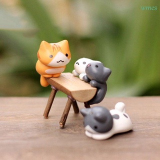 wmes1 lindo perezoso gatos decoraciones figuritas micro paisaje jardín color aleatorio de dibujos animados hogar para gatito paisaje