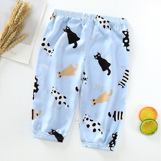 los niños de verano de algodón de seda noveno pantalones sueltos pijamas bebé puede abrir equipo mosquito pantalones (2)