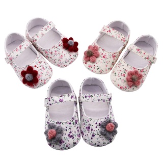 clickon1_Newborn Baby Girls Flores Impresión Apliques Prewalker Suela Suave Zapatos Individuales