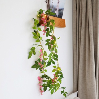 rosas 25led 7.2ft artificial wisteria flor hoja de ratán vid alambre de cobre cadena de luz (4)