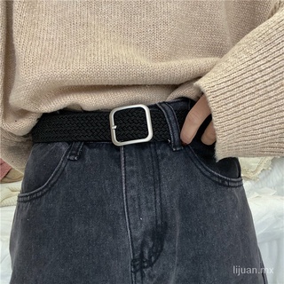 Gran venta en Corea del SurinsCinturón de viento femenino estudiante militar entrenamiento pantalón cinturón Simple All-Match elástico tejido Jeans cinturón hombres (1)