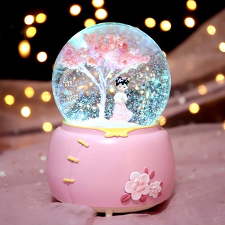 Regalo de navidad bola de cristal caja de música princesa niña caja de música regalo de cumpleaños de los niños nieve y hielo (3)