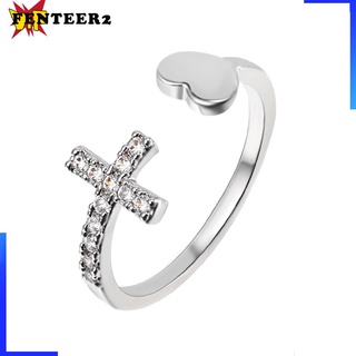 [Fenteer2 3c] anillos de corazón cruzados en forma de amor anillos de apertura de bisutería para mujeres (2)