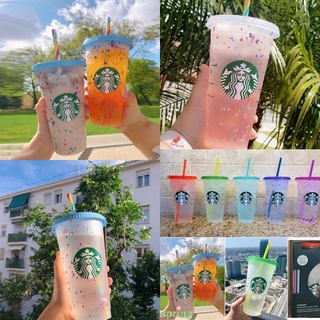 💗 Starbucks Confeti Decoloración Fría Taza Vaso Reutilizable Polkadot/710ml
