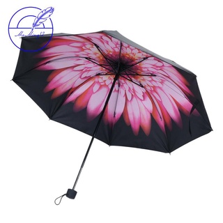 Paraguas lluvia mujer tres veces 3D impresión flor soleado y lluvioso paraguas sombrilla