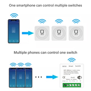 Tuya Mini 16A/10A WiFi Interruptor Módulo Con Smart Life APP 2 Way Control Home Work Switch Para Alexa Google (3)