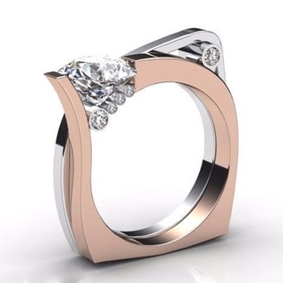 1 Par De anillos De circonita De plata/oro Rosa/anillo De compromiso/boda para mujer