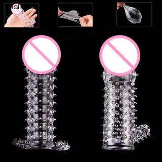 Reutilizable cubierta completa del pene manga anillo Delay elasticidad condones para sexo adulto hombres (5)