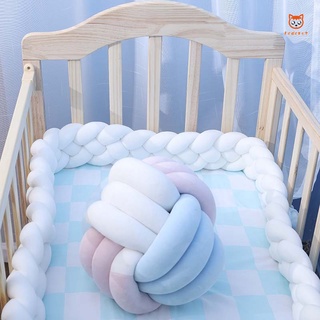 cama de bebé parachoques puro tejido de felpa nudo cuna parachoques cama de los niños cuna protección decoración (9)